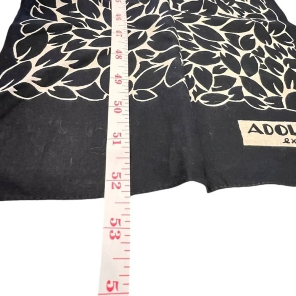 Vintage Adolf Exclusive Rectangle Scarf‎ Classic Black White Floral Nature Print